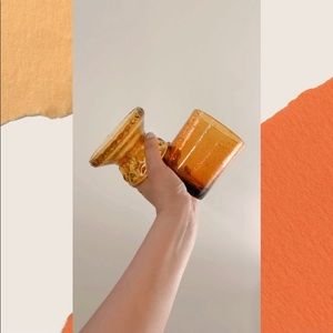 Stained Glass Amber Candle Holders